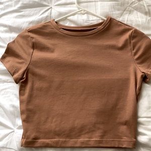 brown crop tee